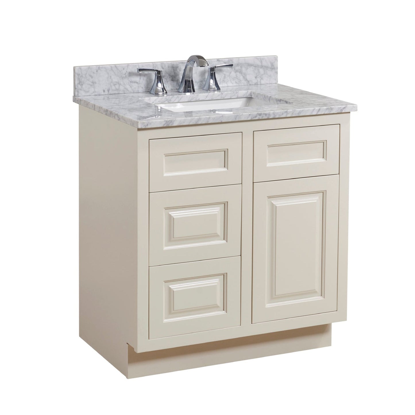 Altair Oristano 31" x 22" Italian Carrara White Natural Marble Bathroom Vanity Top With White Sink