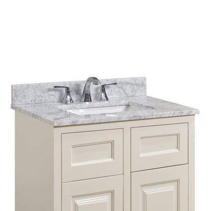 Altair Oristano 31" x 22" Italian Carrara White Natural Marble Bathroom Vanity Top With White Sink