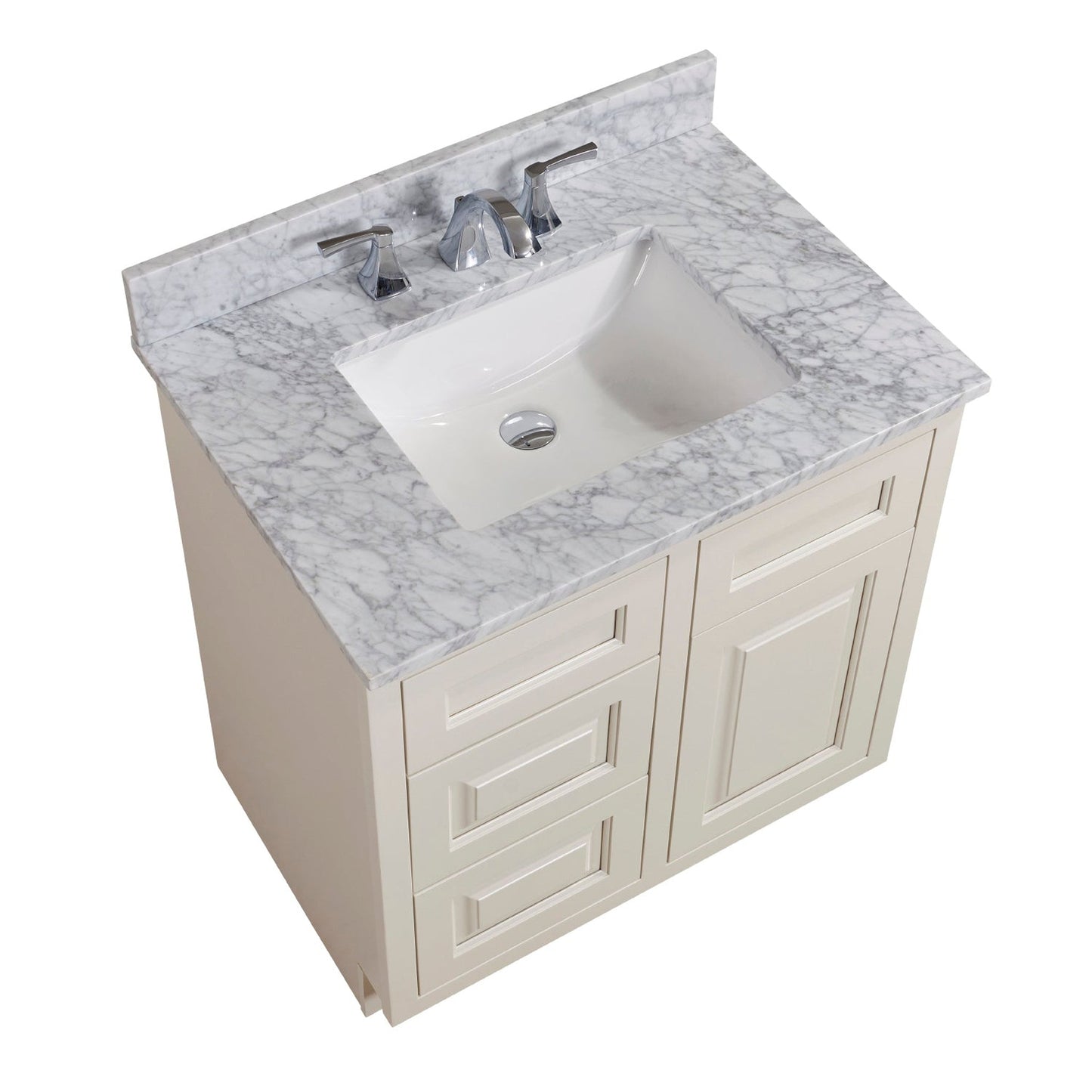 Altair Oristano 31" x 22" Italian Carrara White Natural Marble Bathroom Vanity Top With White Sink