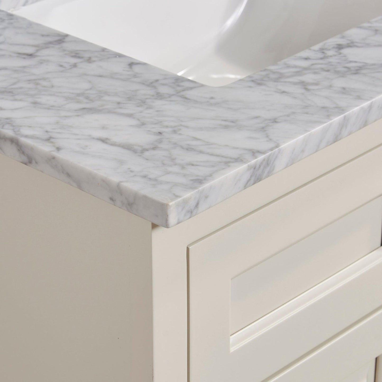 Altair Oristano 31" x 22" Italian Carrara White Natural Marble Bathroom Vanity Top With White Sink