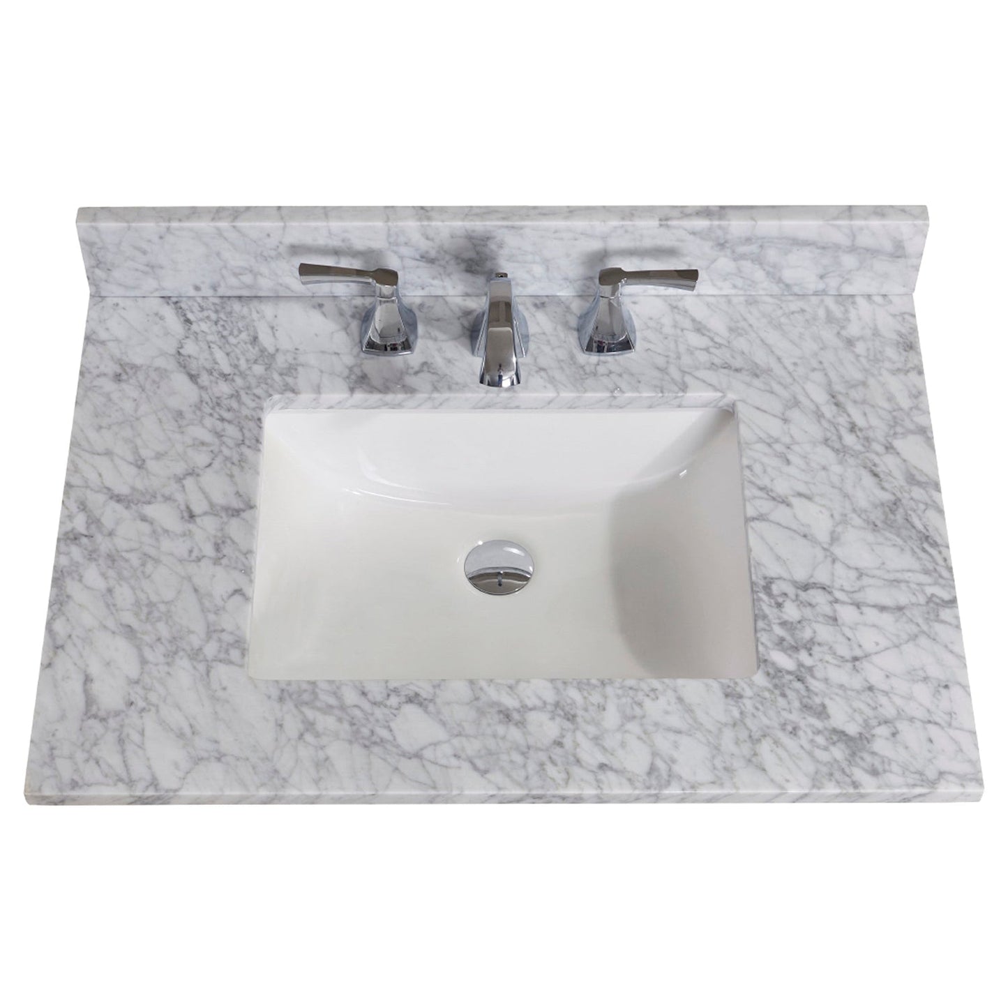 Altair Oristano 31" x 22" Italian Carrara White Natural Marble Bathroom Vanity Top With White Sink