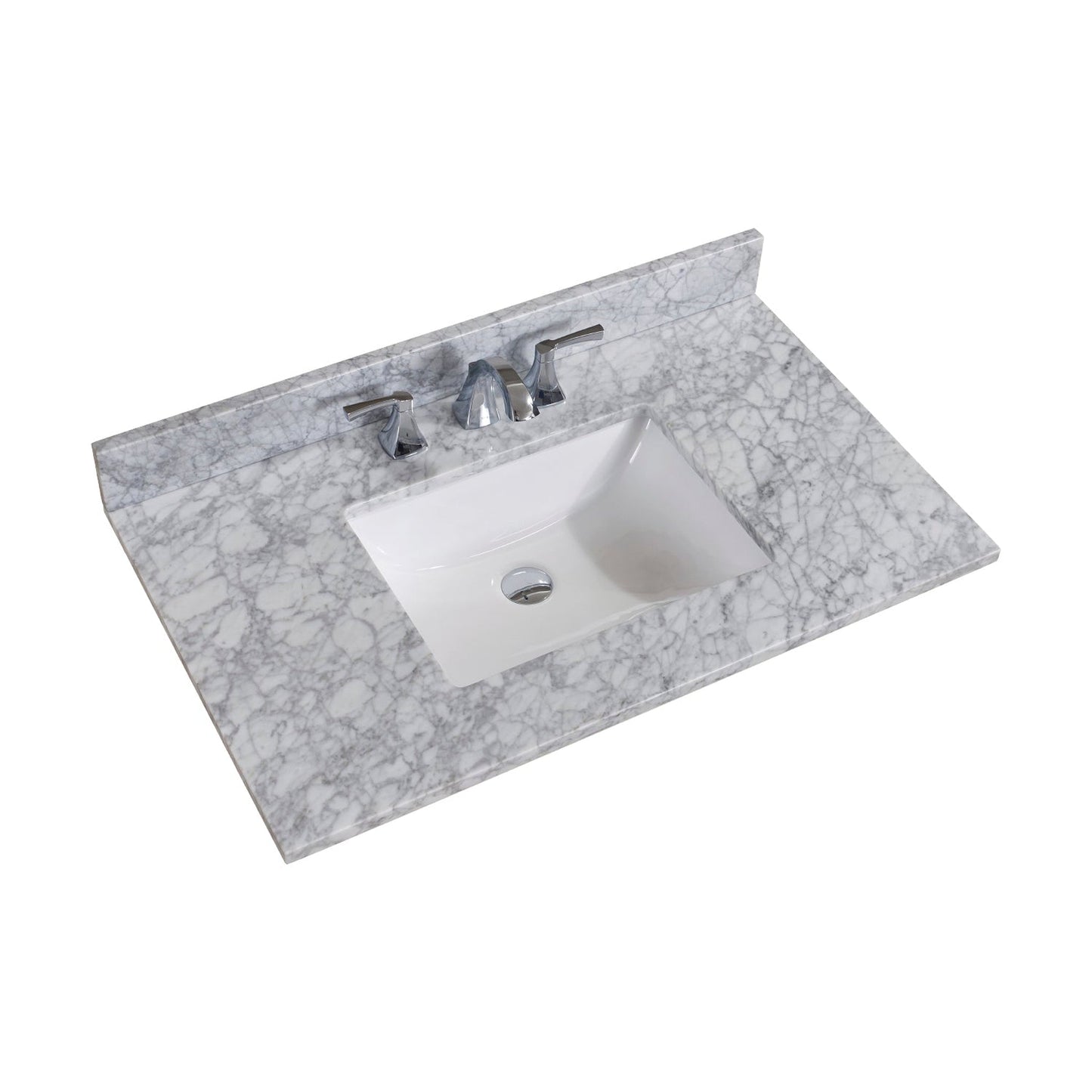 Altair Oristano 37" x 22" Italian Carrara white Natural Marble Bathroom Vanity Top With White SInk