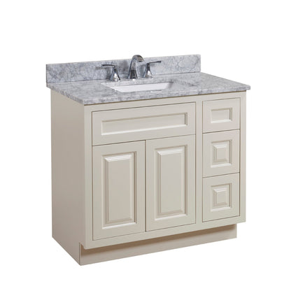 Altair Oristano 37" x 22" Italian Carrara white Natural Marble Bathroom Vanity Top With White SInk