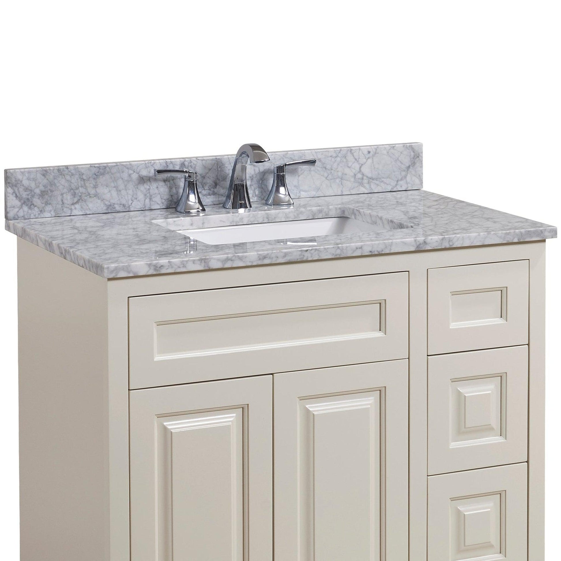 Altair Oristano 37" x 22" Italian Carrara white Natural Marble Bathroom Vanity Top With White SInk