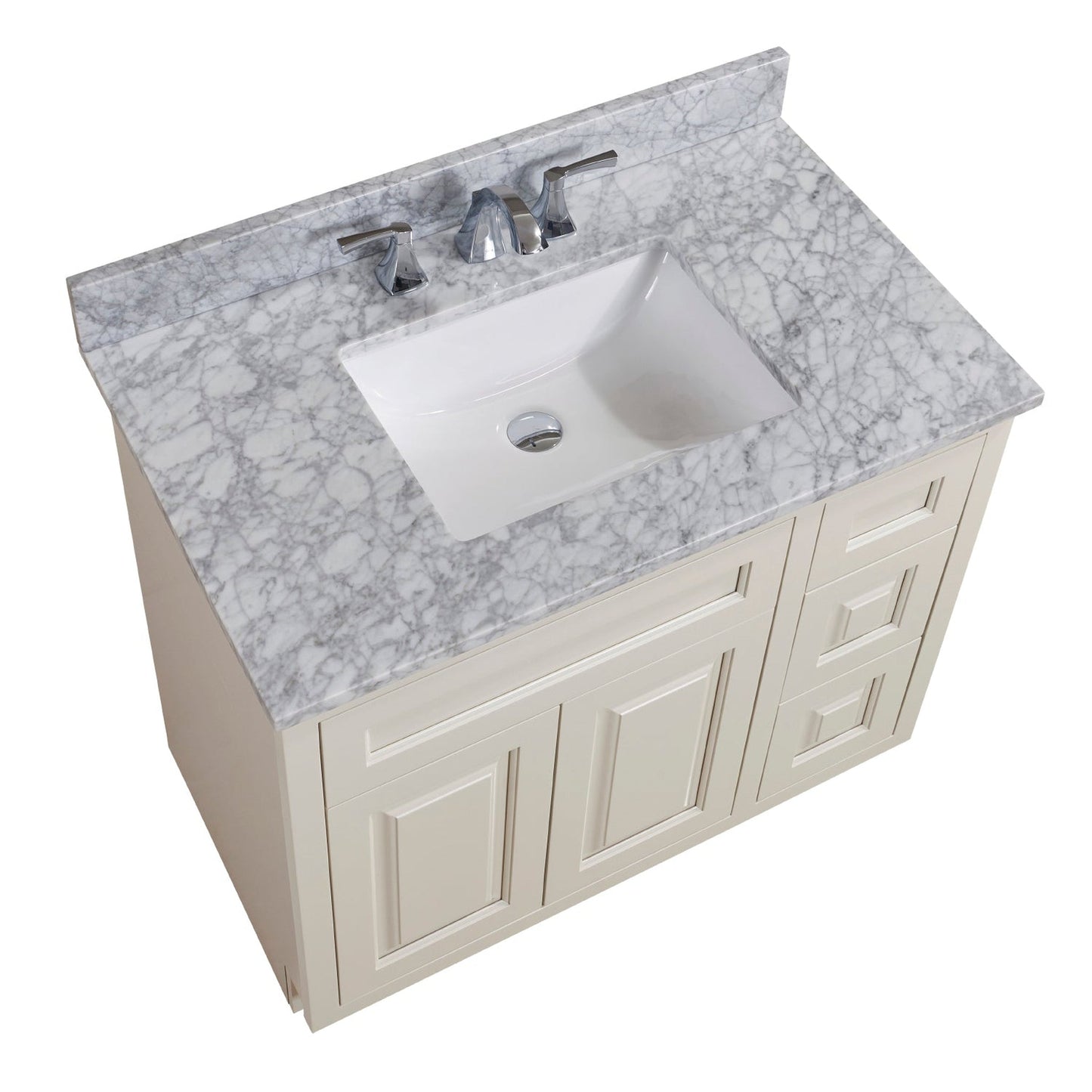 Altair Oristano 37" x 22" Italian Carrara white Natural Marble Bathroom Vanity Top With White SInk