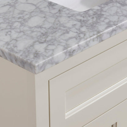 Altair Oristano 37" x 22" Italian Carrara white Natural Marble Bathroom Vanity Top With White SInk