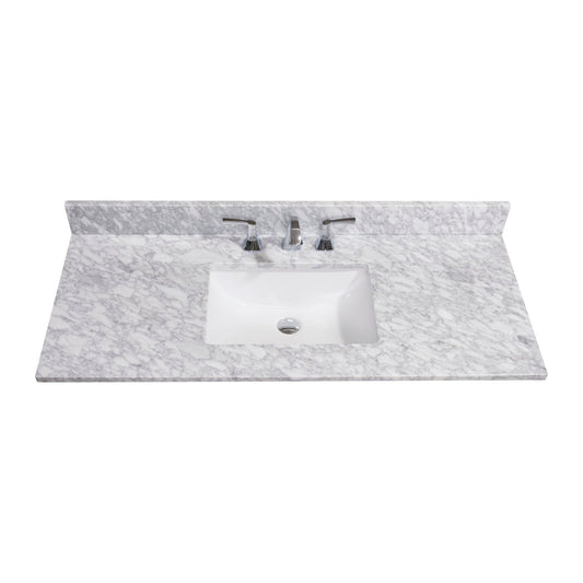 Altair Oristano 49" x 22" Italian Carrara white Natural Marble Bathroom Vanity Top With White SInk