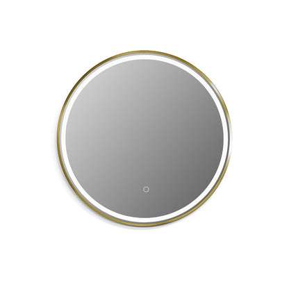 Altair Palme 24" Round Brushed Gold Wall-Mounted LED Mirror