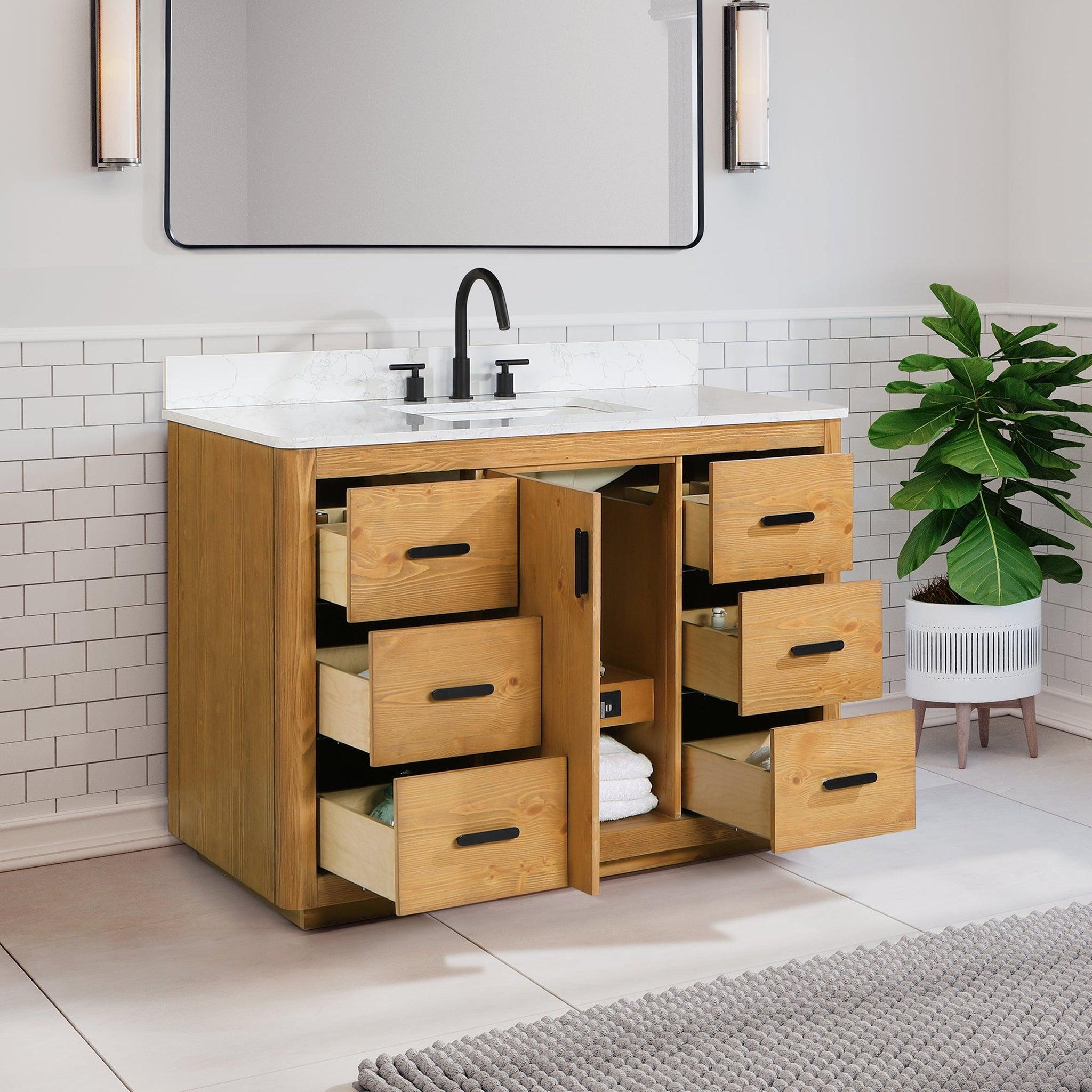 Freestanding wood outlet vanity