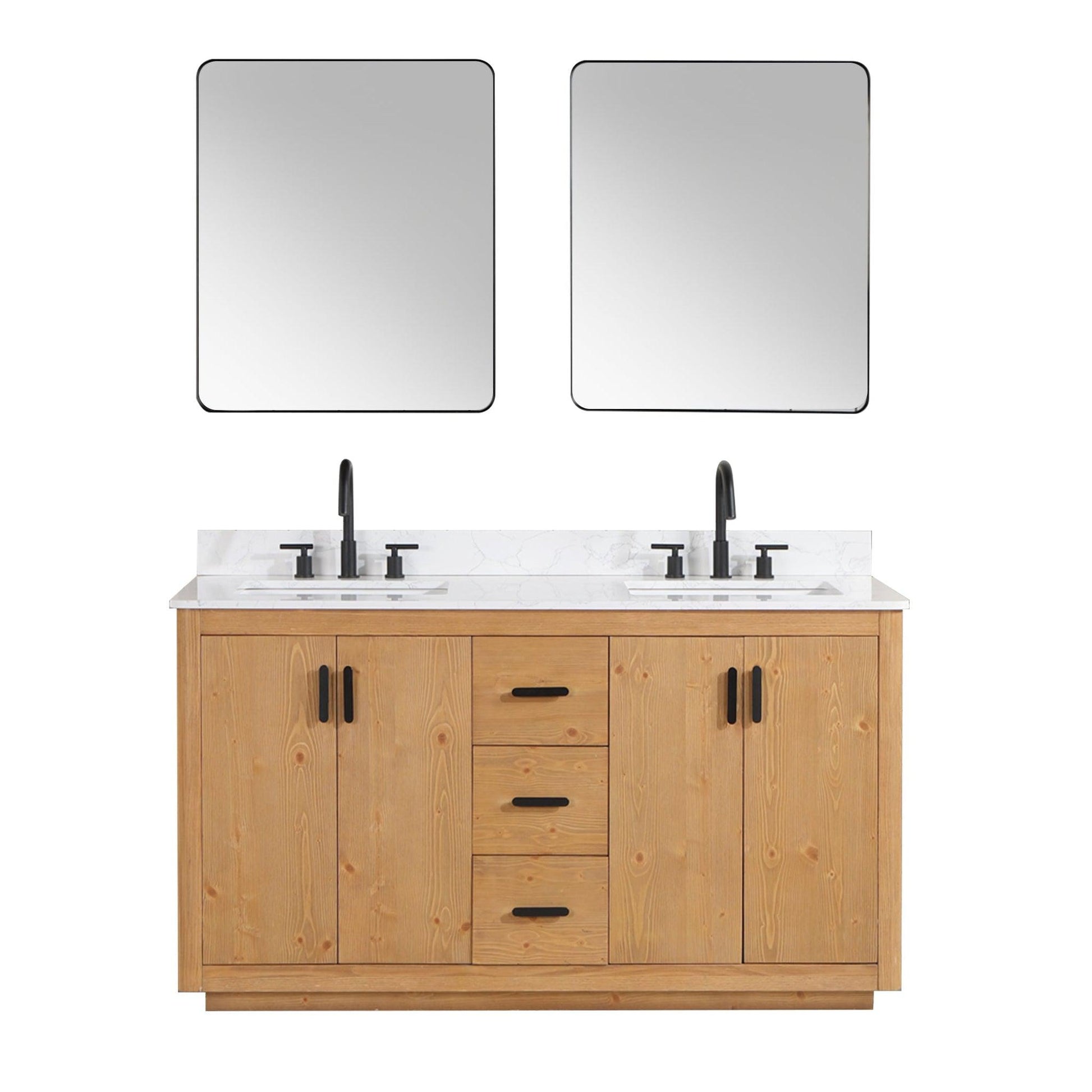 Altair Perla 60 Natural Wood Freestanding Double Bathroom Vanity