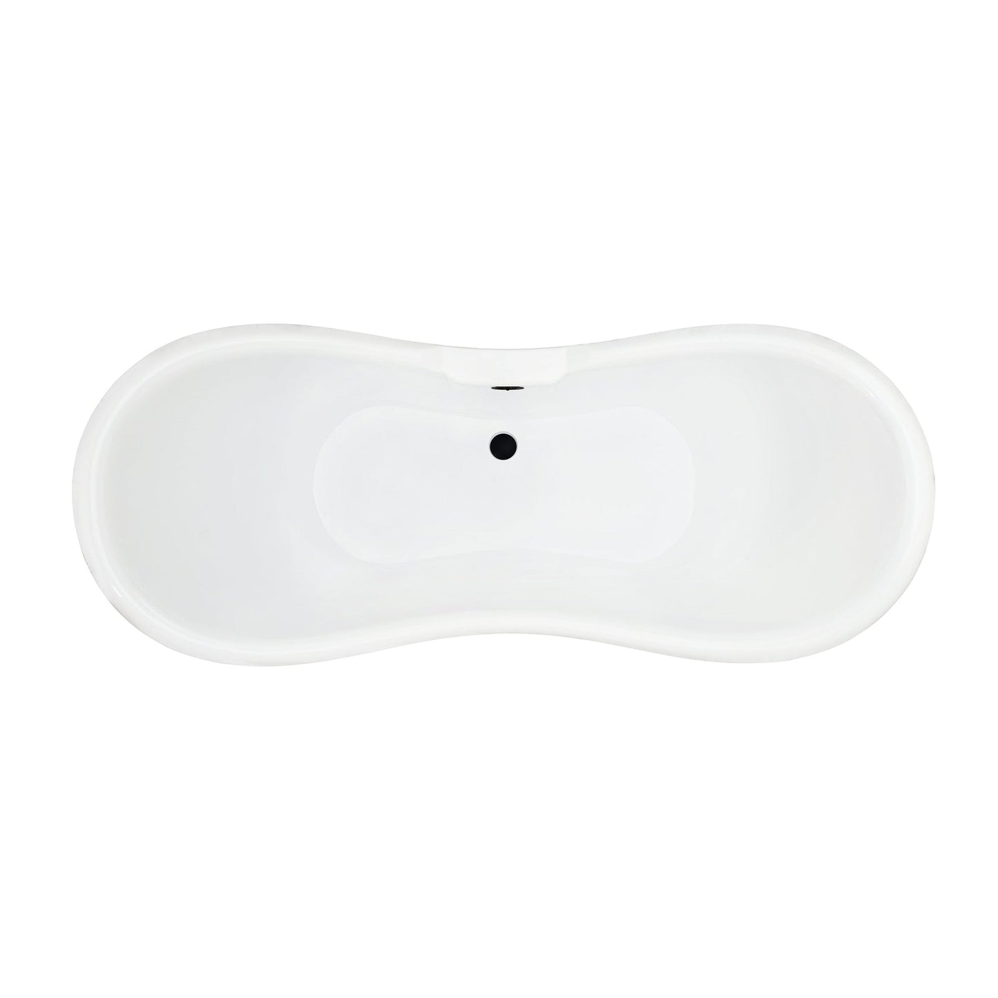 Altair Porva 69" x 29" White Acrylic Clawfoot Bathtub With Matte Black Drain and Overflow