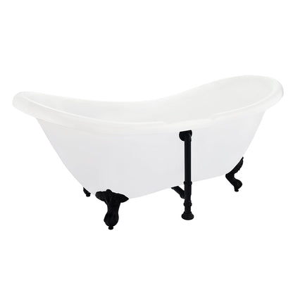 Altair Porva 69" x 29" White Acrylic Clawfoot Bathtub With Matte Black Drain and Overflow