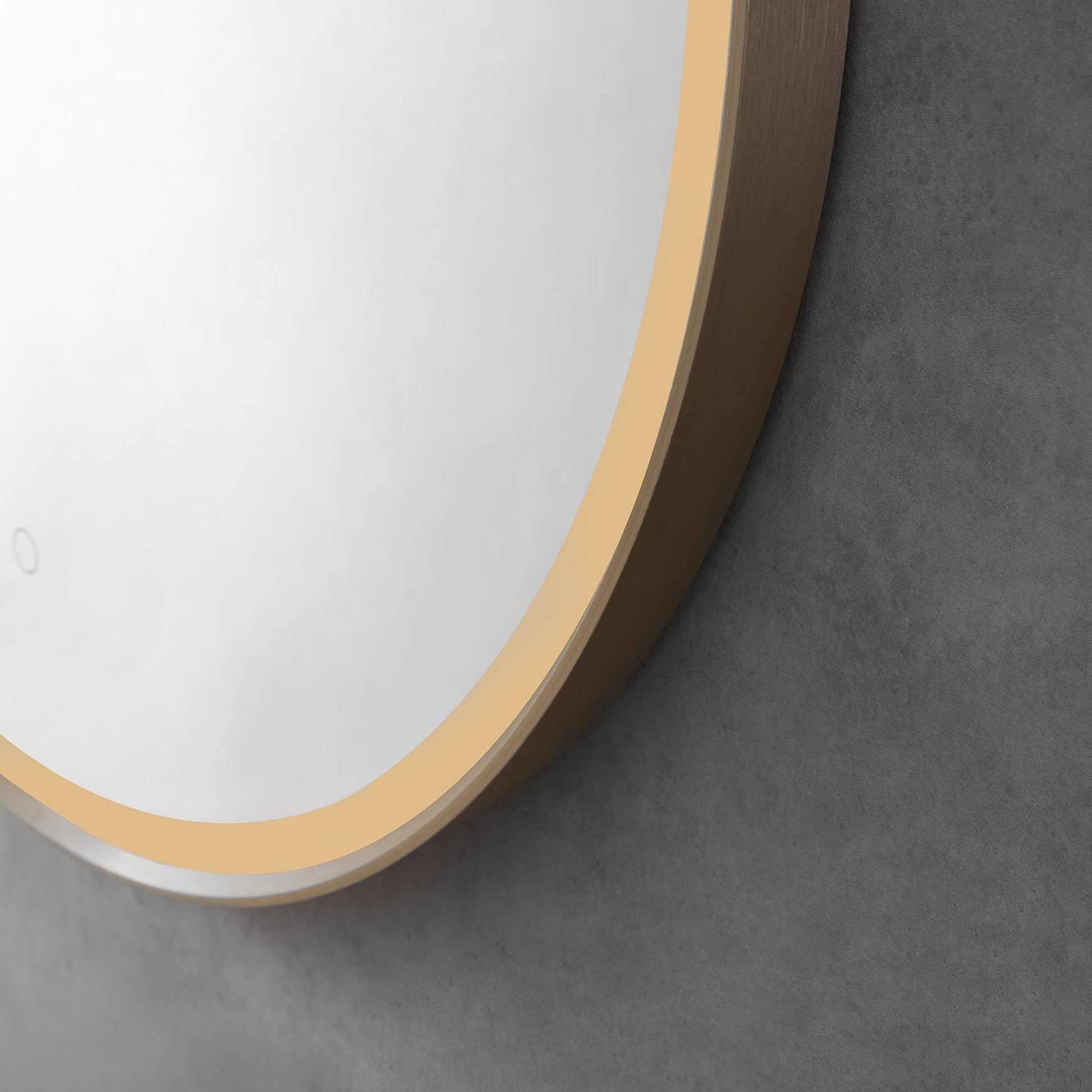 Altair Roccia 28" Round Brushed Gold Wall-Mounted LED Mirror