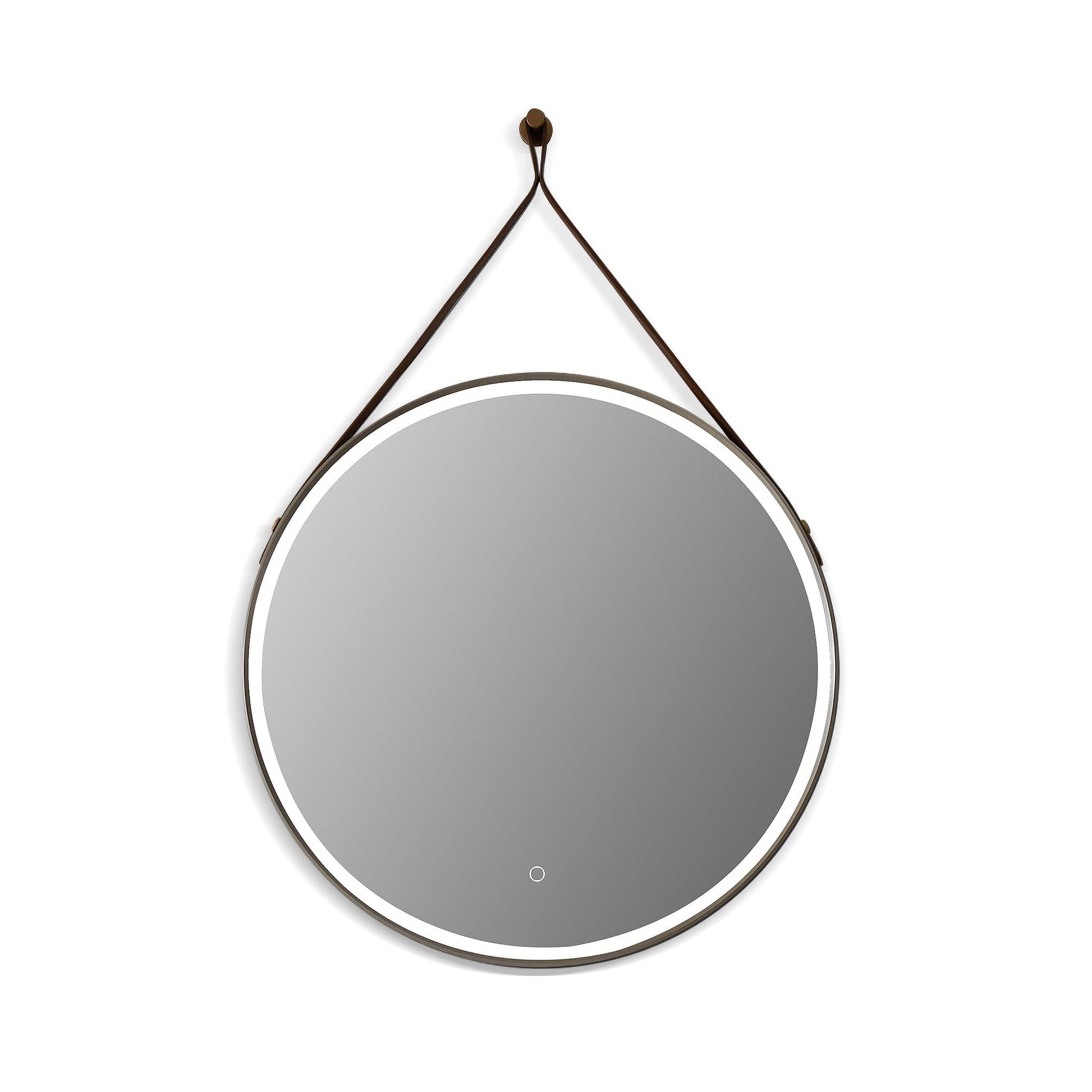 Altair Roccia 28" Round Brushed Gold Wall-Mounted LED Mirror