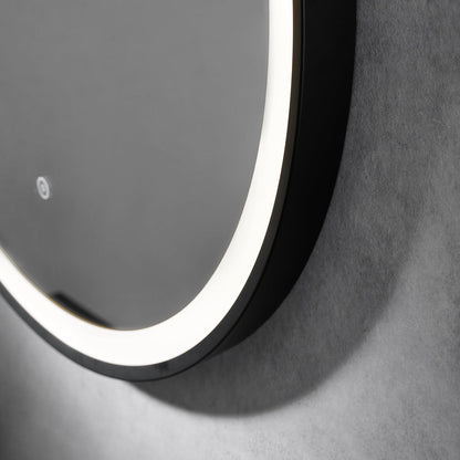 Altair Roccia 28" Round Matte Black Wall-Mounted LED Mirror