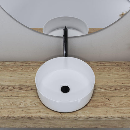 Altair Sabine 14" Round White Ceramic Bathroom Vanity Vessel Sink