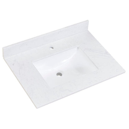 Altair Salerno 31" x 22" Aosta White Composite Stone Bathroom Vanity Top With White SInk