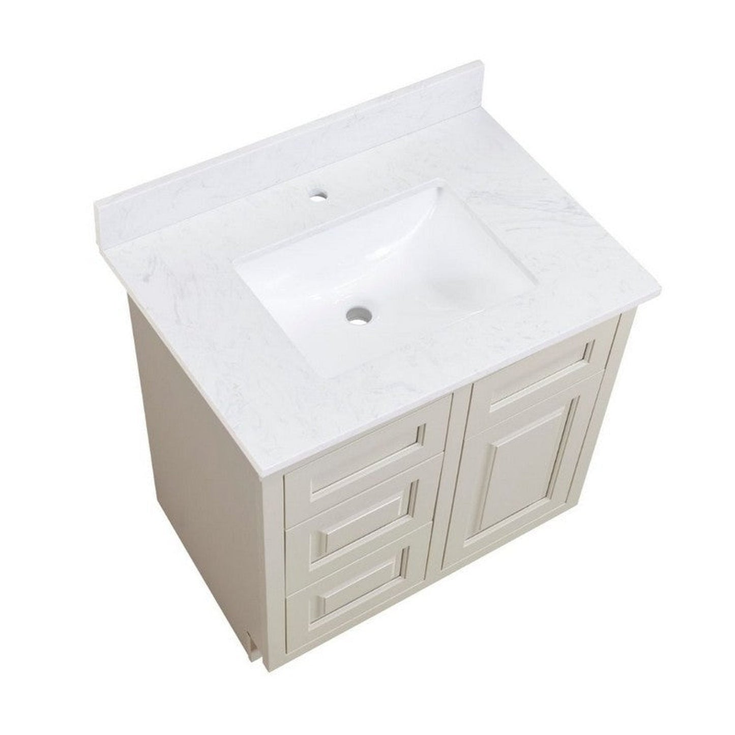 Altair Salerno 31" x 22" Aosta White Composite Stone Bathroom Vanity Top With White SInk