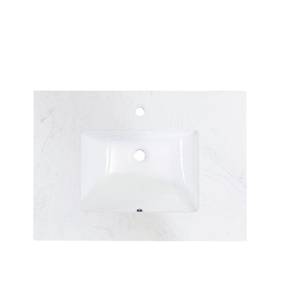 Altair Salerno 31" x 22" Aosta White Composite Stone Bathroom Vanity Top With White SInk