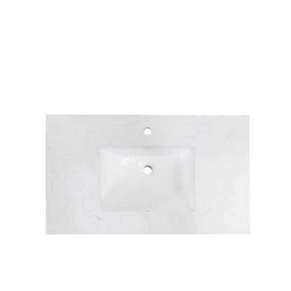 Altair Salerno 37" x 22" Aosta White Composite Stone Bathroom Vanity Top With White SInk