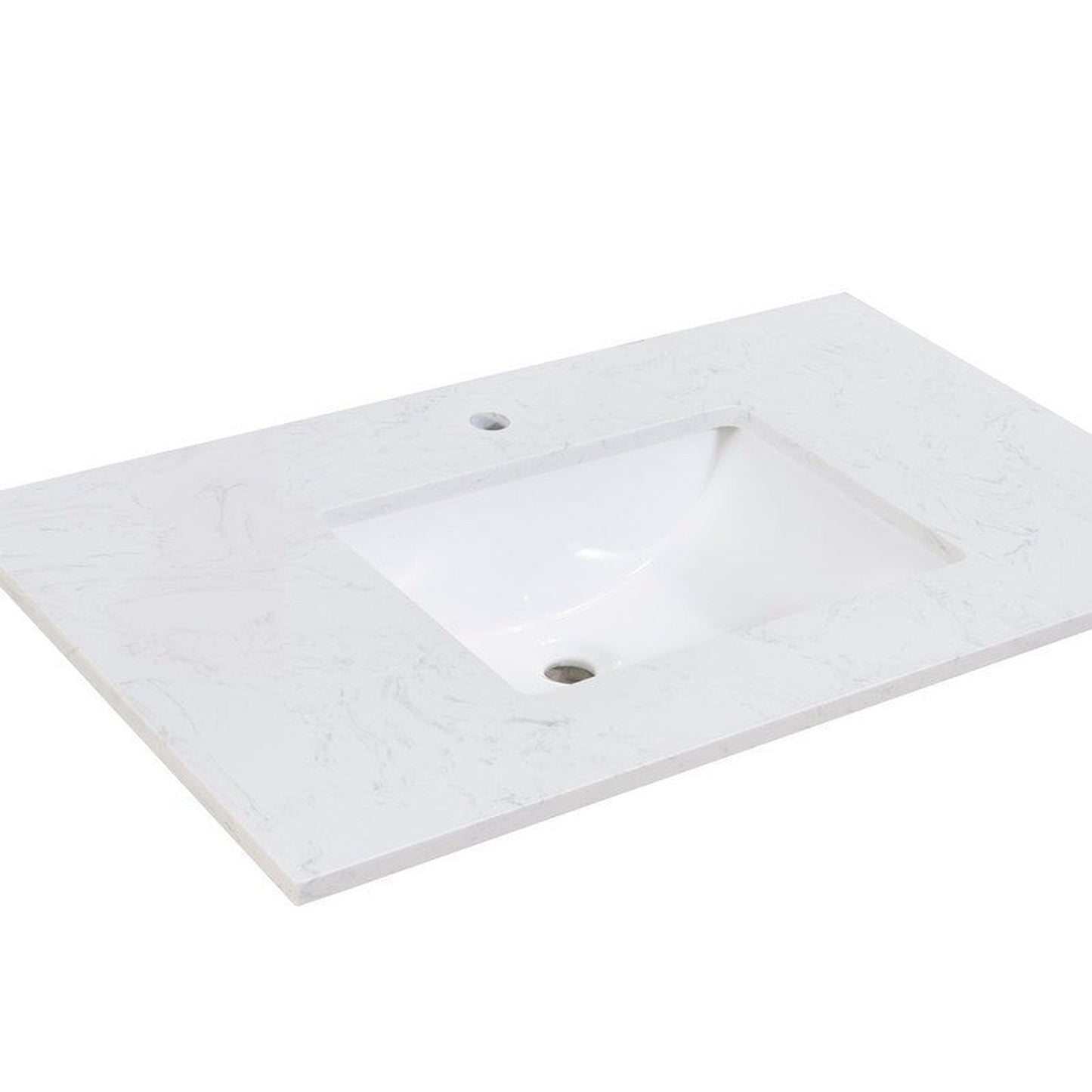 Altair Salerno 37" x 22" Aosta White Composite Stone Bathroom Vanity Top With White SInk