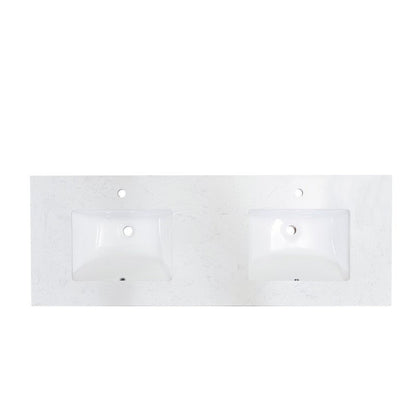Altair Salerno 61" x 22" Aosta White Composite Stone Bathroom Vanity Top With White SInk