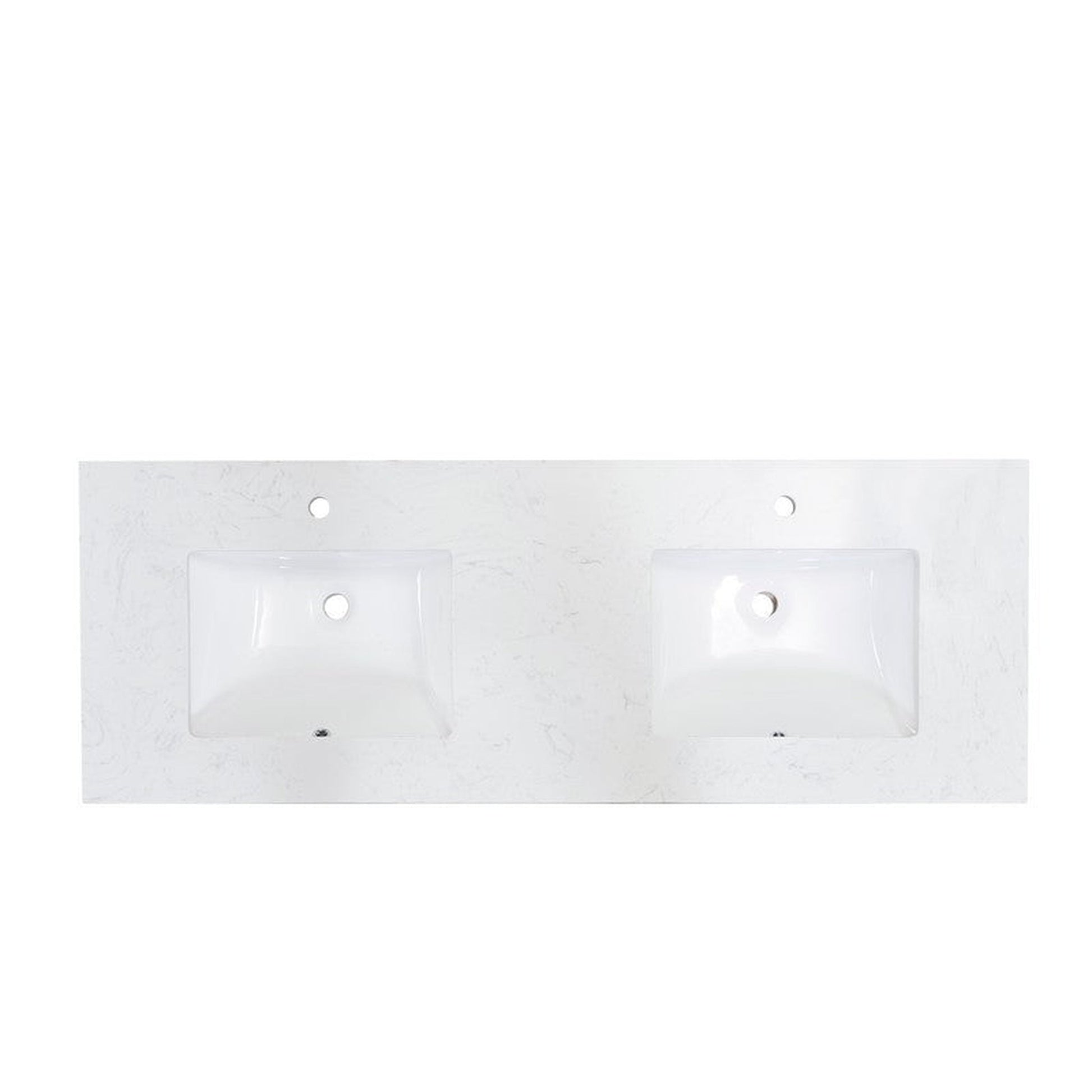 Altair Salerno 61" x 22" Aosta White Composite Stone Bathroom Vanity Top With White SInk