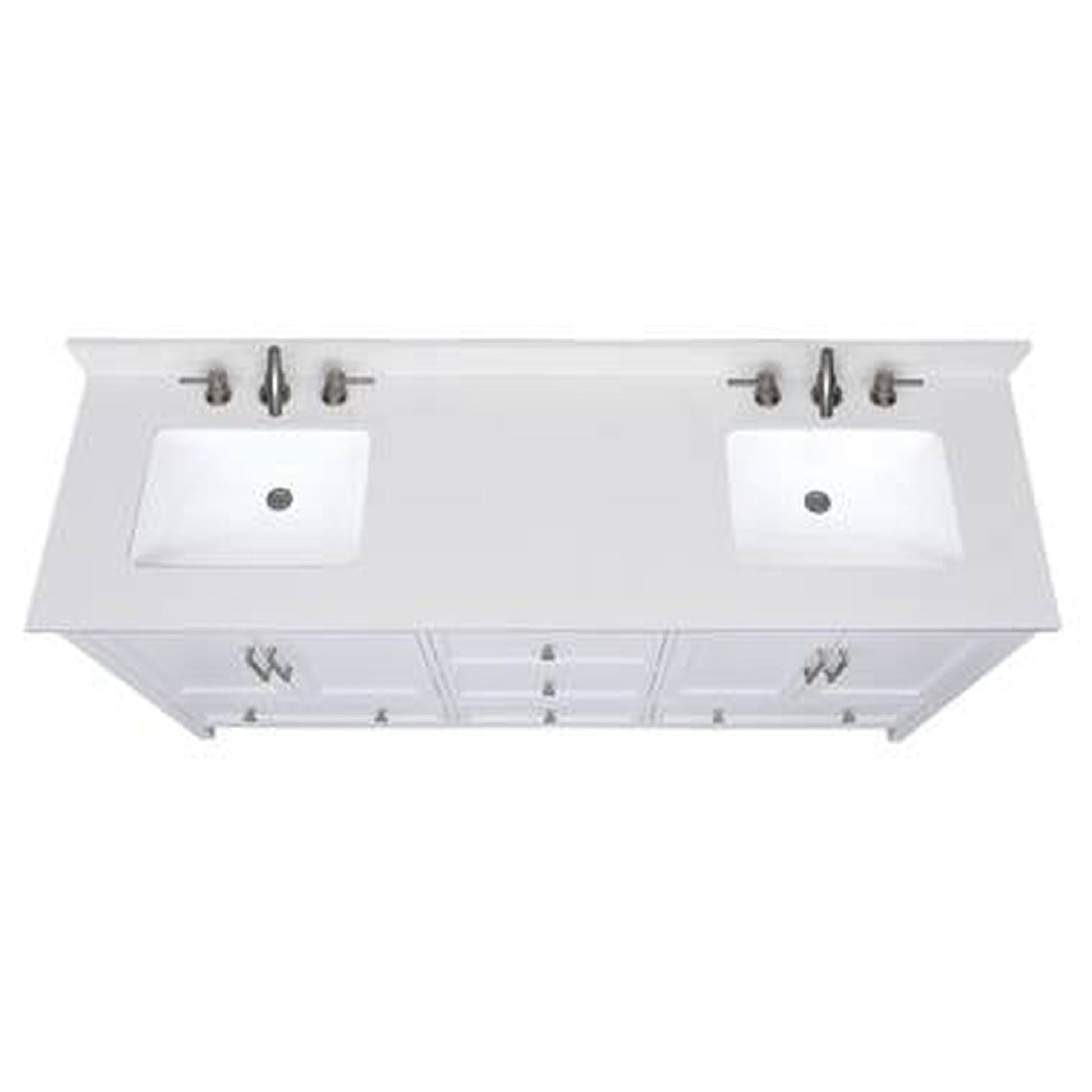 Altair Salerno 73" x 22" Aosta White Composite Stone Bathroom Vanity Top With White SInk