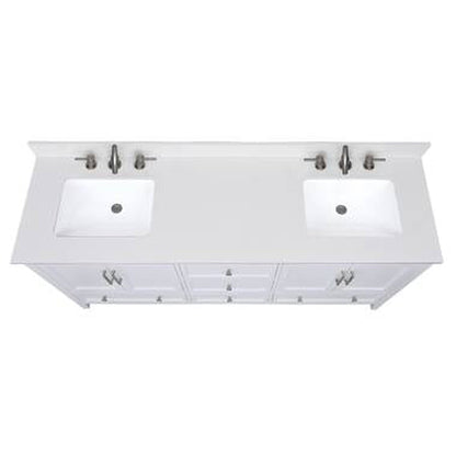 Altair Salerno 73" x 22" Aosta White Composite Stone Bathroom Vanity Top With White SInk