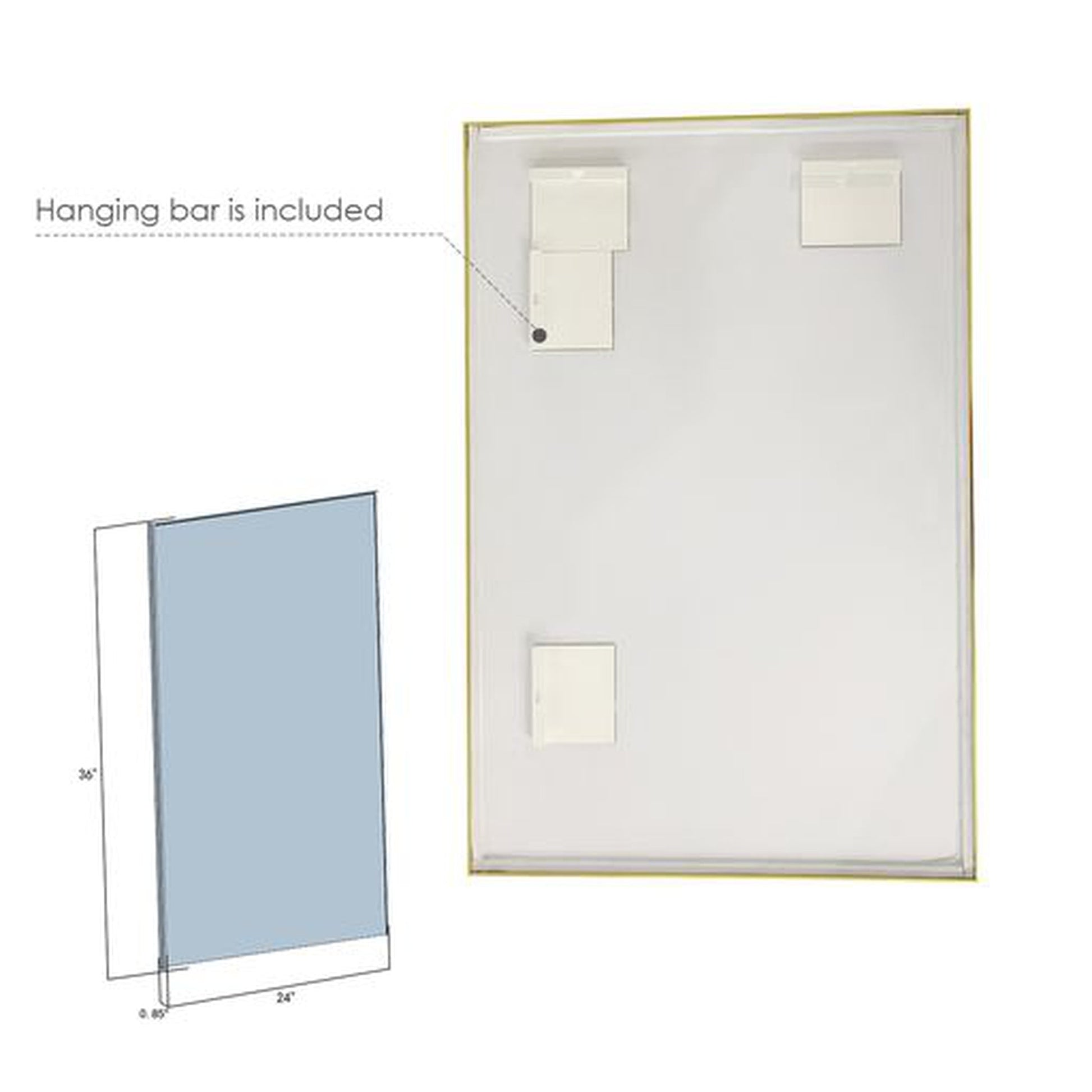 Altair Sassi 24" Rectangle Brushed Gold Aluminum Framed Wall-Mounted Mirror