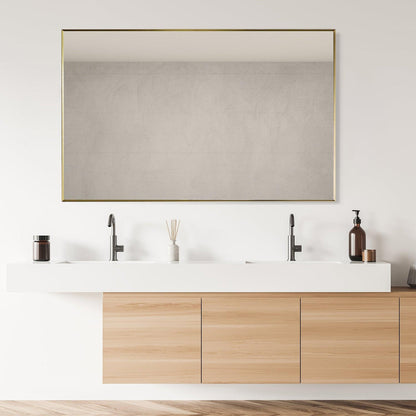 Altair Sassi 48" Rectangle Brushed Gold Aluminum Framed Wall-Mounted Mirror