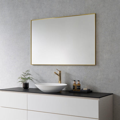 Altair Sassi 48" Rectangle Brushed Gold Aluminum Framed Wall-Mounted Mirror