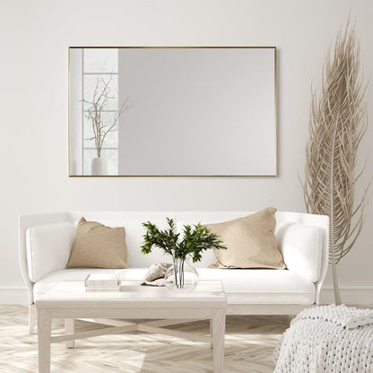 Altair Sassi 48" Rectangle Brushed Gold Aluminum Framed Wall-Mounted Mirror