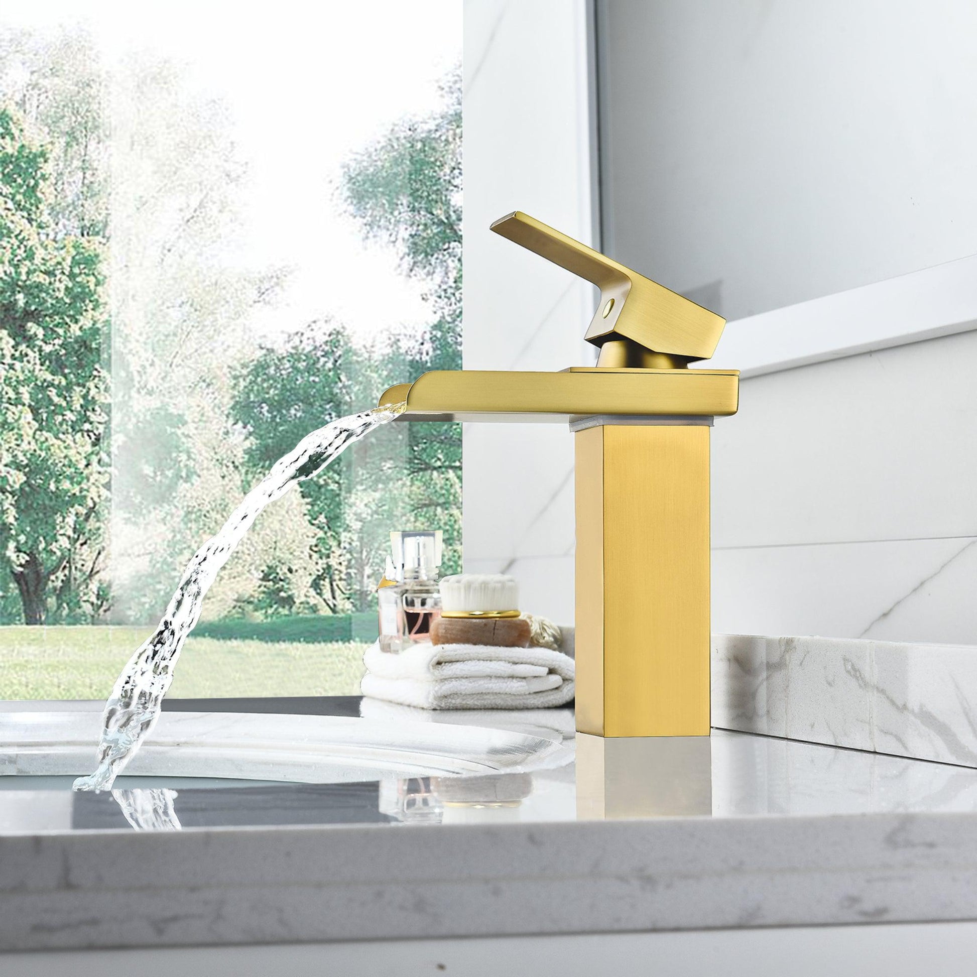 Altair Sassor Brushed Gold Single-Handle Waterfall Single-Hole Sink Faucet