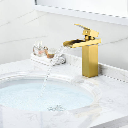 Altair Sassor Brushed Gold Single-Handle Waterfall Single-Hole Sink Faucet