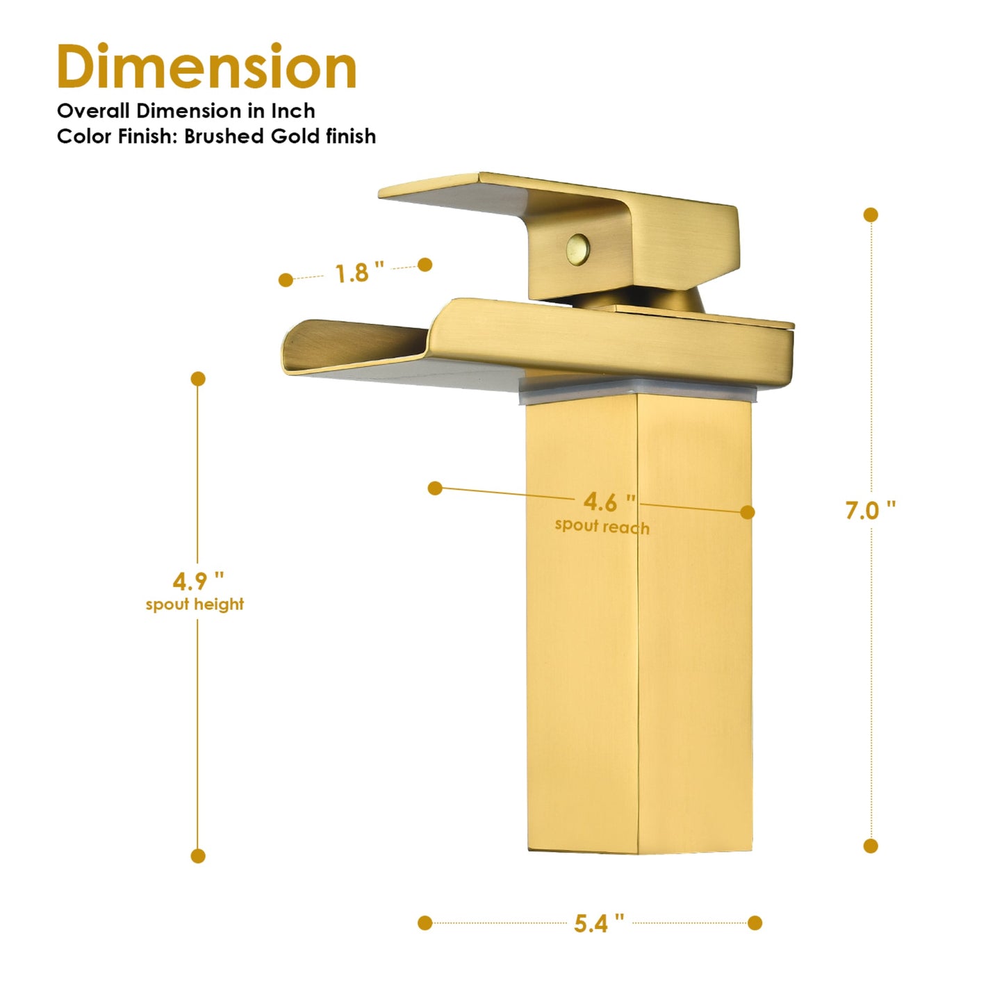 Altair Sassor Brushed Gold Single-Handle Waterfall Single-Hole Sink Faucet