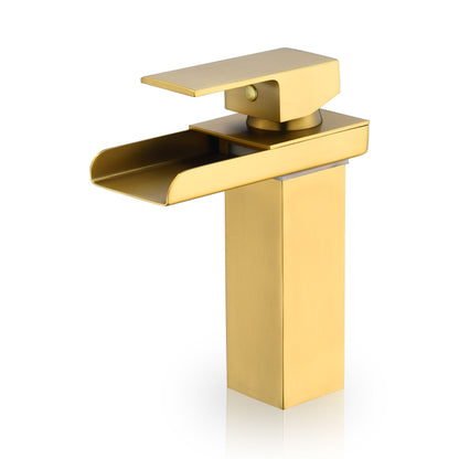 Altair Sassor Brushed Gold Single-Handle Waterfall Single-Hole Sink Faucet