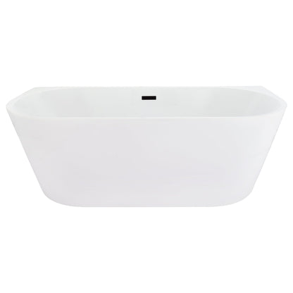 Altair Satchi 67" x 32" White Acrylic Freestanding Bathtub With Matte Black Drain and Overflow