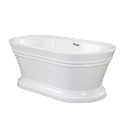 Altair Solace 59" x 30" White Acrylic Freestanding Bathtub