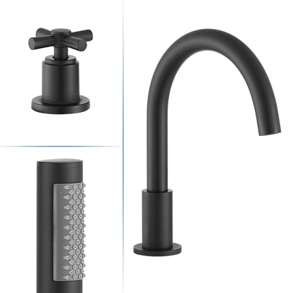 Altair Sorlia Matte Black Cross Handles Deck-mounted Bathtub Faucet With Handshower