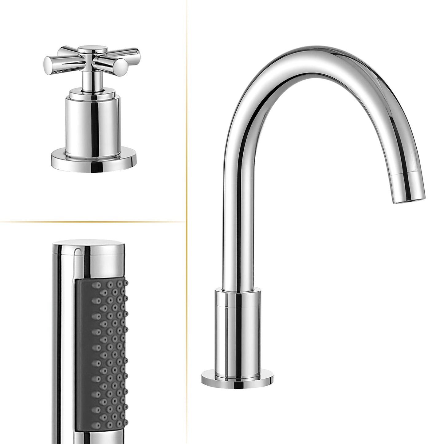 Altair Sorlia Polished Chome Cross Handles Deck-mounted Bathtub Faucet With Handshower