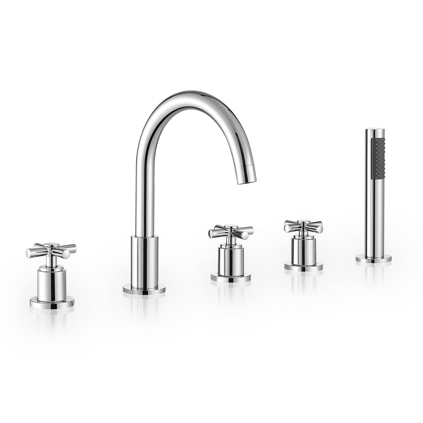 Altair Sorlia Polished Chome Cross Handles Deck-mounted Bathtub Faucet With Handshower