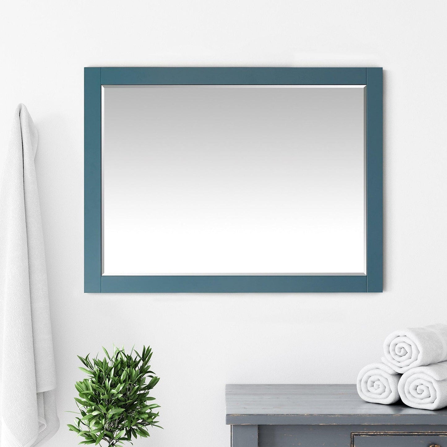 Altair Sutton 48" x 36" Rectangle Royal Green Wood Framed Wall-Mounted Mirror