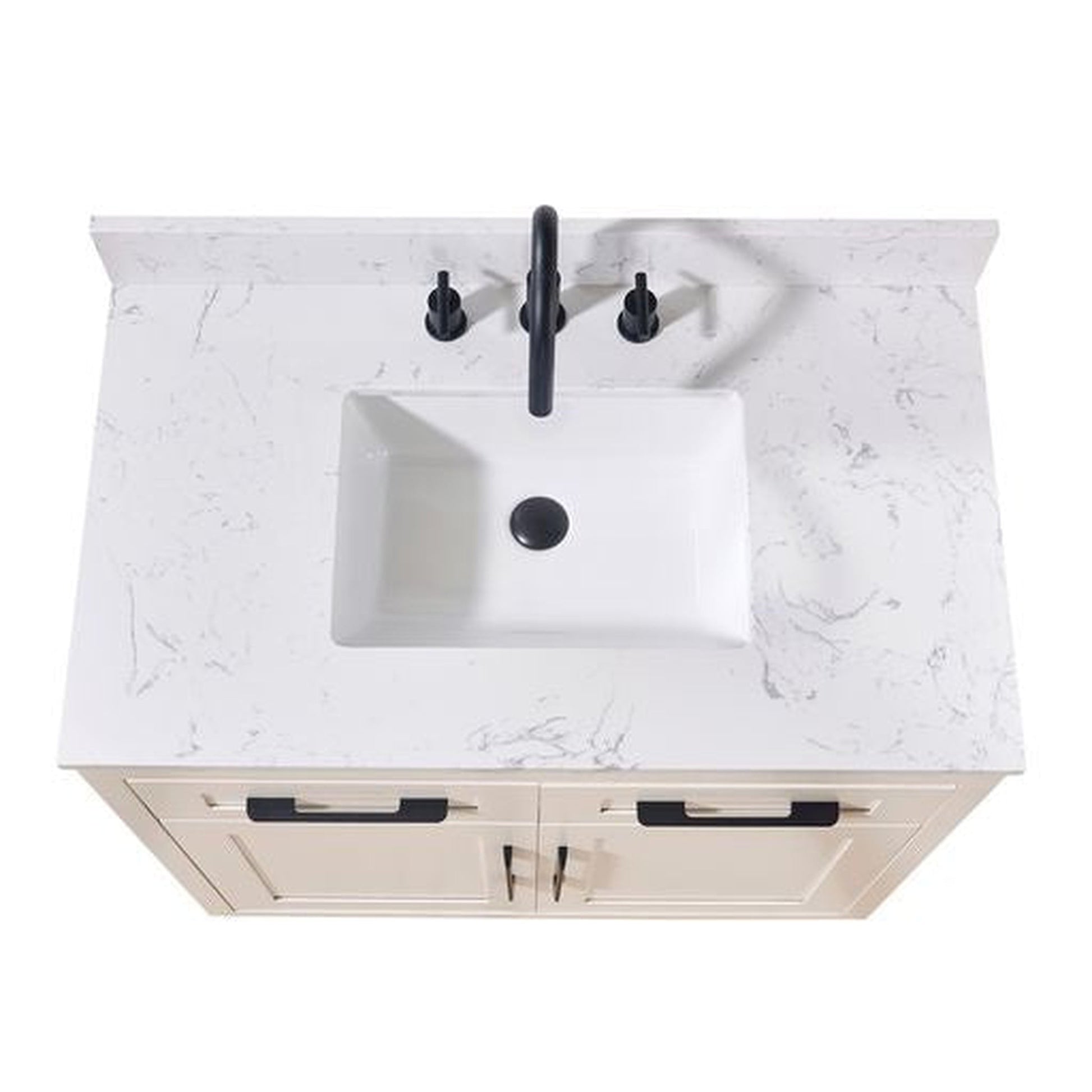 Altair Trento 37" x 22" Aosta White Composite Stone Bathroom Vanity Top With White SInk