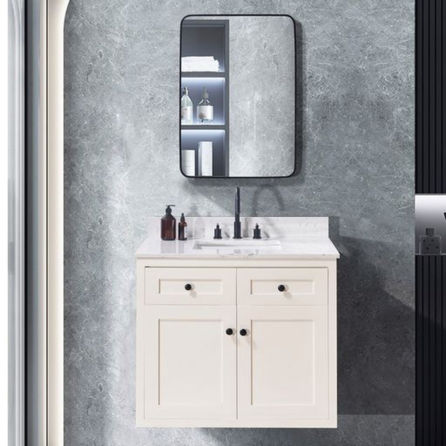 Altair Trento 37" x 22" Aosta White Composite Stone Bathroom Vanity Top With White SInk