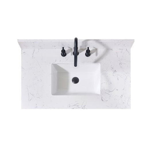 Altair Trento 37" x 22" Aosta White Composite Stone Bathroom Vanity Top With White SInk
