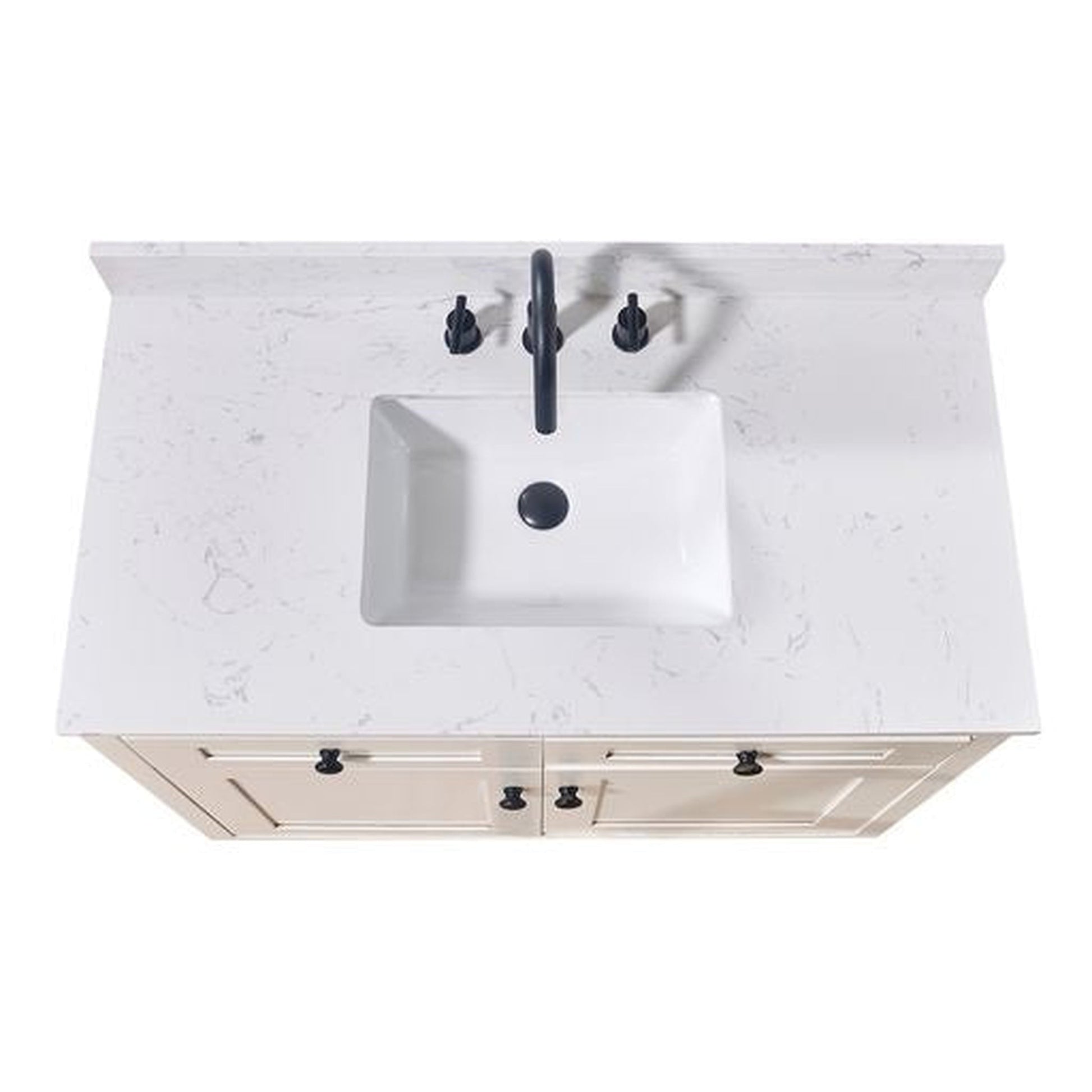 Altair Trento 43" x 22" Aosta White Composite Stone Bathroom Vanity Top With White SInk