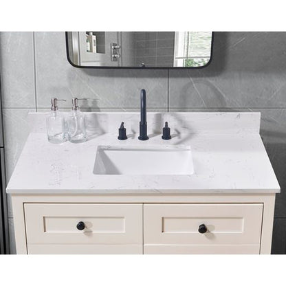 Altair Trento 43" x 22" Aosta White Composite Stone Bathroom Vanity Top With White SInk