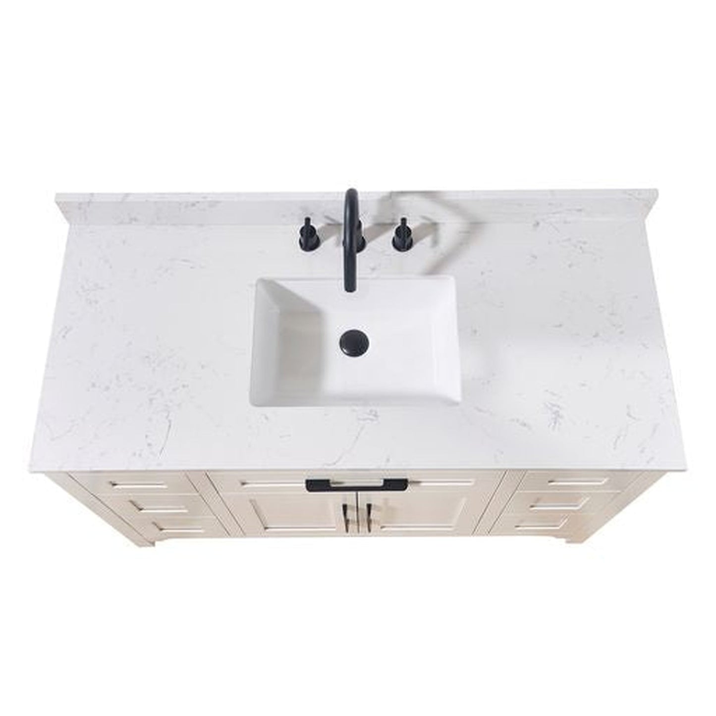 Altair Trento 49" x 22" Aosta White Composite Stone Bathroom Vanity Top With White SInk