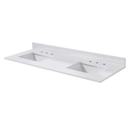 Altair Trento 61" x 22" Aosta White Composite Stone Bathroom Vanity Top With Double White SInk